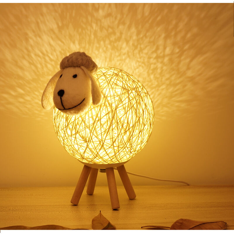 foto del prodotto lampada da notte a led, lampada da comodino in rattan di pecora, proiettore di luce notturna per bambini, lampada da notte a led per camera da letto,