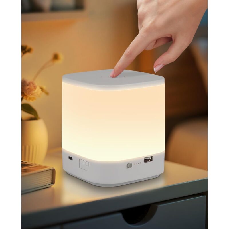 foto del prodotto lampada da notte led gbly a tocco regolabile lampada da tavolo a batteria ricaricabile usb 3600 mah lampada da notte bianca wireless con 3
