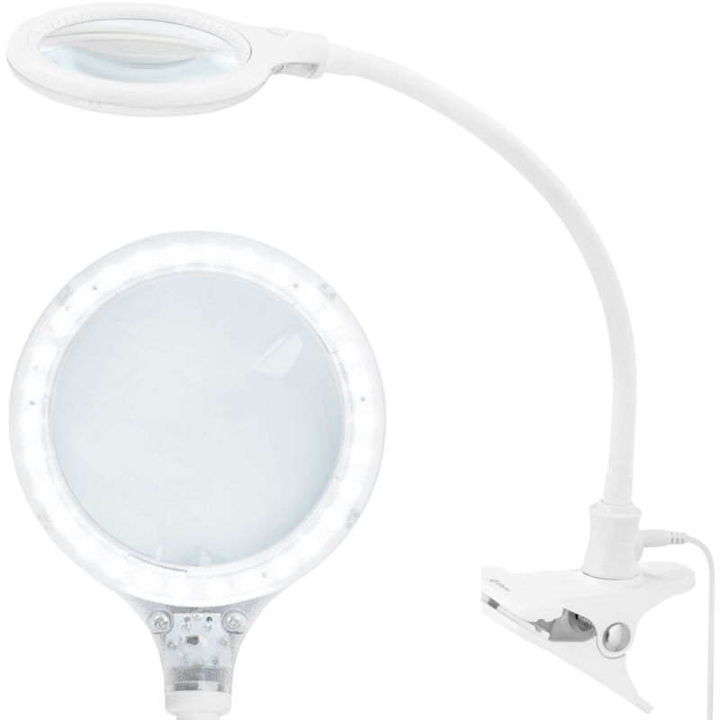 foto del prodotto lampada da officina cosmetica con ingrandimento 5 diottrie 30x led dia. 125 mm