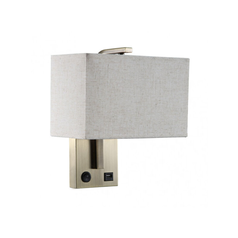 foto del prodotto lampada da parete 1xe27 e porta usb agatha pelle beige pant.beige 27x25x15cm con interruttore