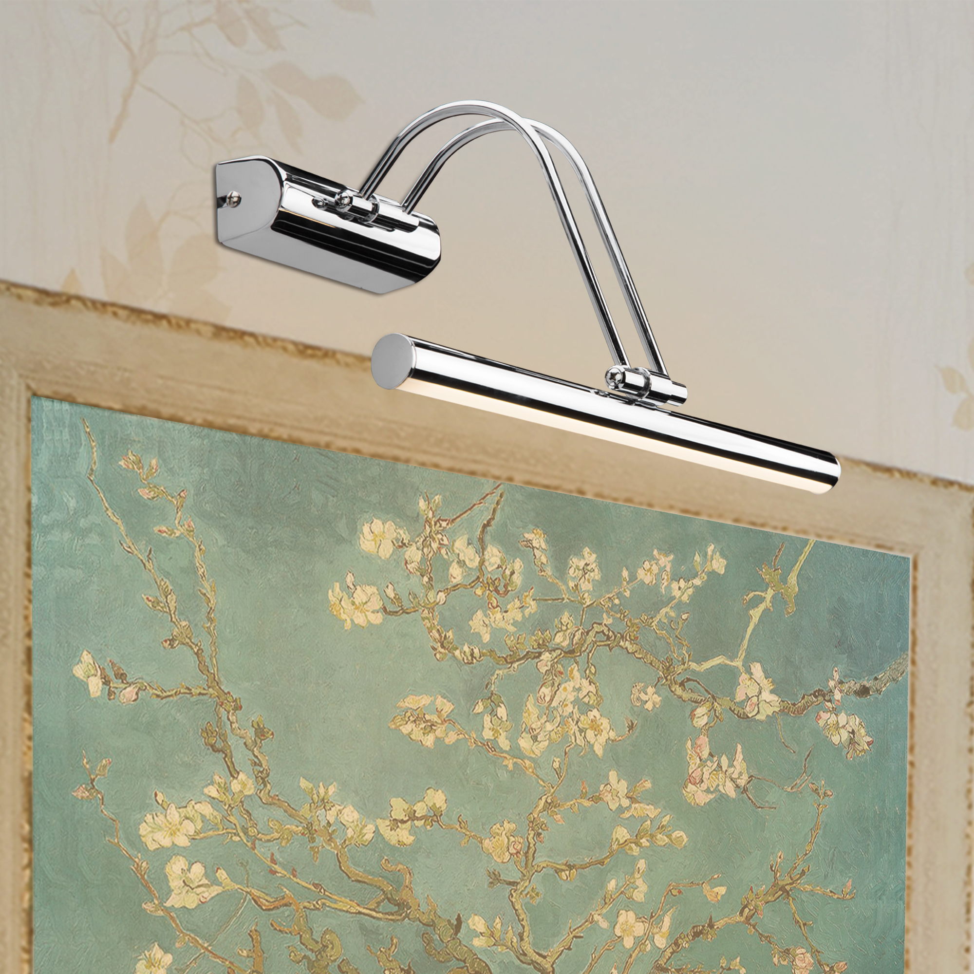 foto del prodotto lampada da parete 39 hartlepool 39 per quadri applique a led color cromo lux.pro 