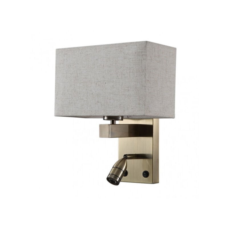 foto del prodotto lampada da parete 3w 4000k 1xe27 gabriel pelle paralume beige 285lm 31x26x15,5cm doppia accensione