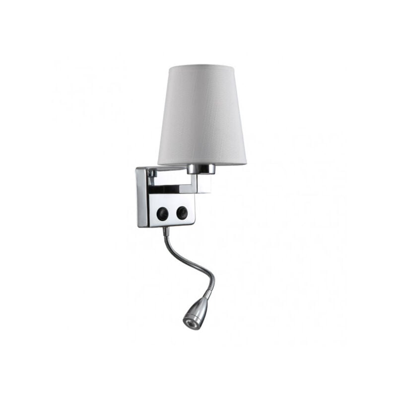 foto del prodotto lampada da parete 3w 4000k 1xe27 paulo cromo paralume bianco 285lm 37x14x17cm doppia illuminazione