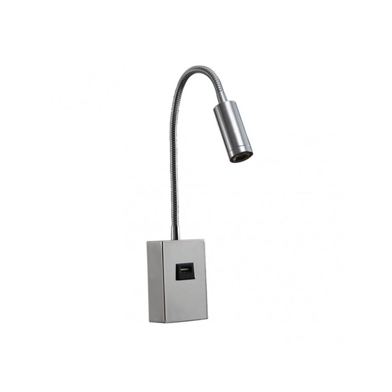 foto del prodotto lampada da parete 3w 4000k capote cromo c usb e interruttore 285lm 43x6x4 cm articulab. e orientab.