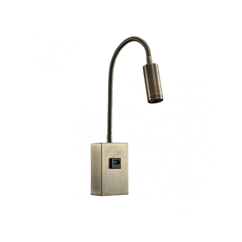 foto del prodotto lampada da parete 3w 4000k capote in pelle c usb e interruttore. 43x6x4 cm 285lm articolab. e orientab.