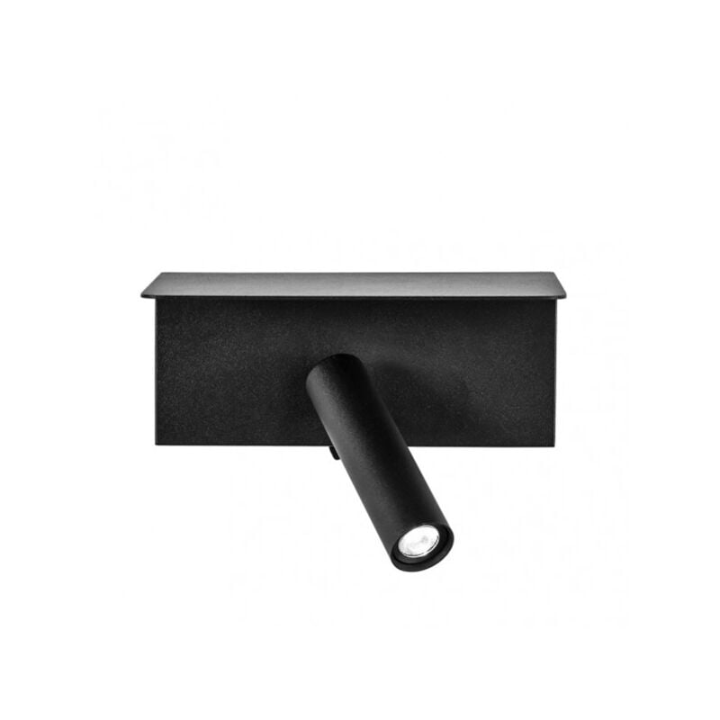foto del prodotto lampada da parete 3w 4000k leonardo nero c scaffale usb 150lm c interruttore 14x18x14cm orientb