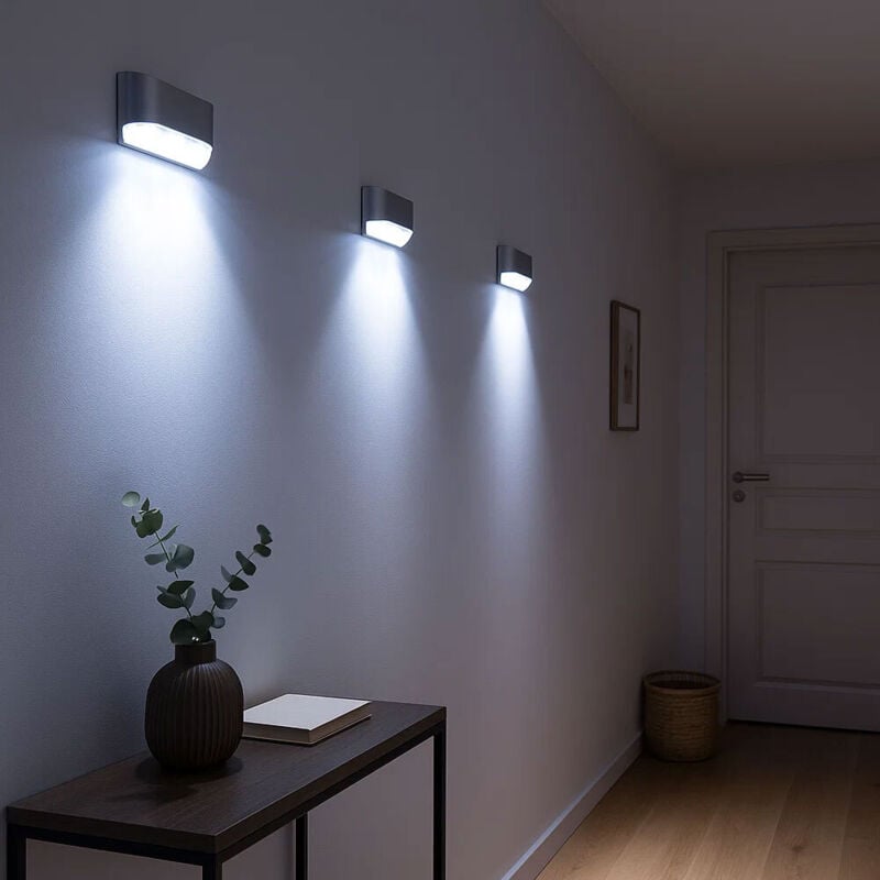 foto del prodotto lampada da parete a batteria rilevatore di movimento led illuminazione scale a batteria luce notturna illuminazione armadio led sensore di movimento,