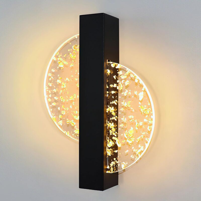 foto del prodotto lampada da parete a led 6w, lampada da parete a led per interni 3000k lampada da parete moderna per interni in acrilico nero rotondo con foglia d oro