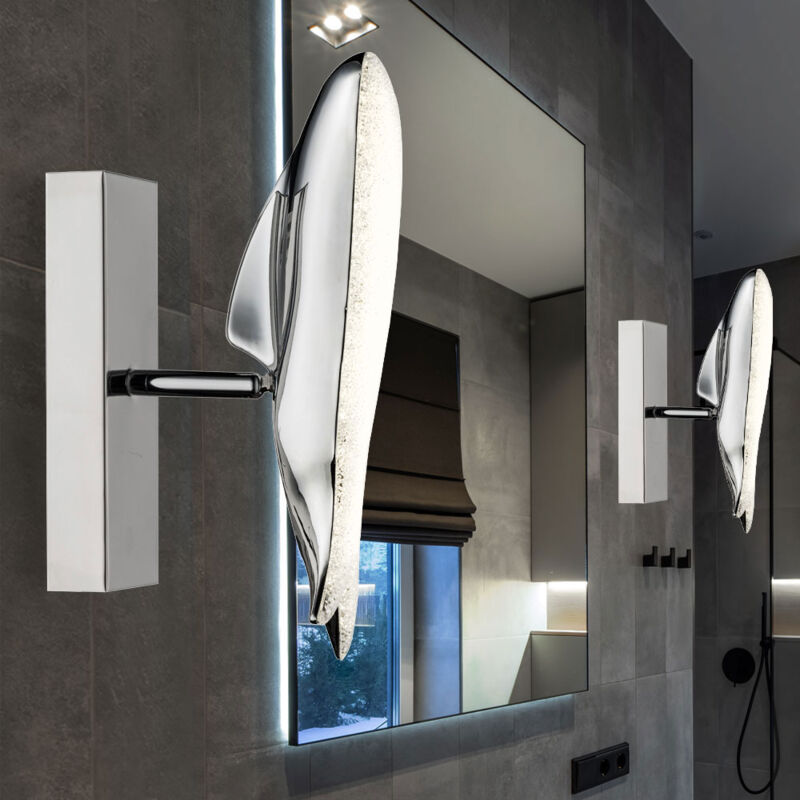 foto del prodotto lampada da parete a led applique da parete design balena lampada da soggiorno spot orientabile, cromo, 8w 645lm bianco neutro, lxa 6x23,5 cm, set da 2