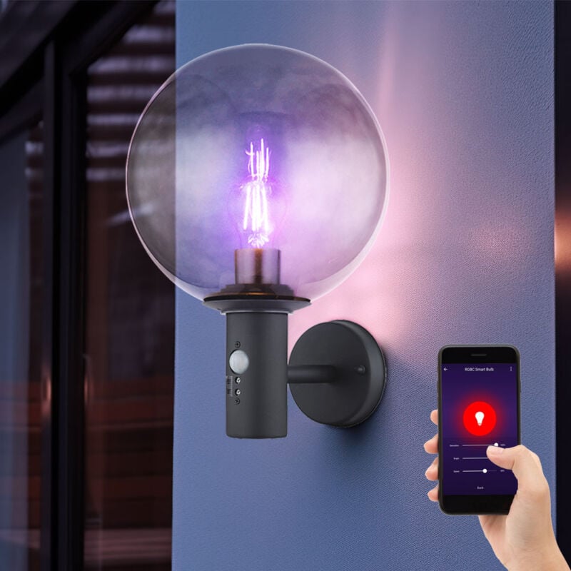 foto del prodotto lampada da parete a led con rilevatore di movimento, lampada da parete per esterni, dimmerabile con telecomando, lampada per facciate, vetro fum ,