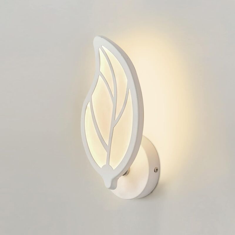 foto del prodotto lampada da parete a led da 12 w, lampada da parete in acrilico, lampada da parete per interni a forma di foglia bianca, lampada da parete per