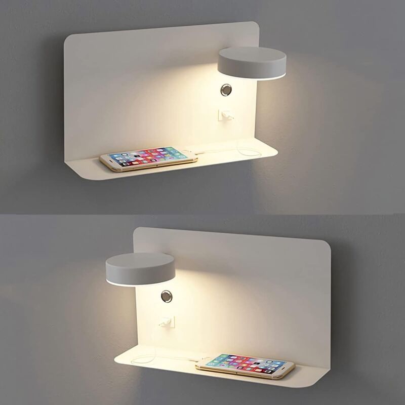 foto del prodotto lampada da parete a led da 12 w, regolabile, ricaricabile tramite usb, con 3 temperature di colore, illuminazione girevole, moderna, con