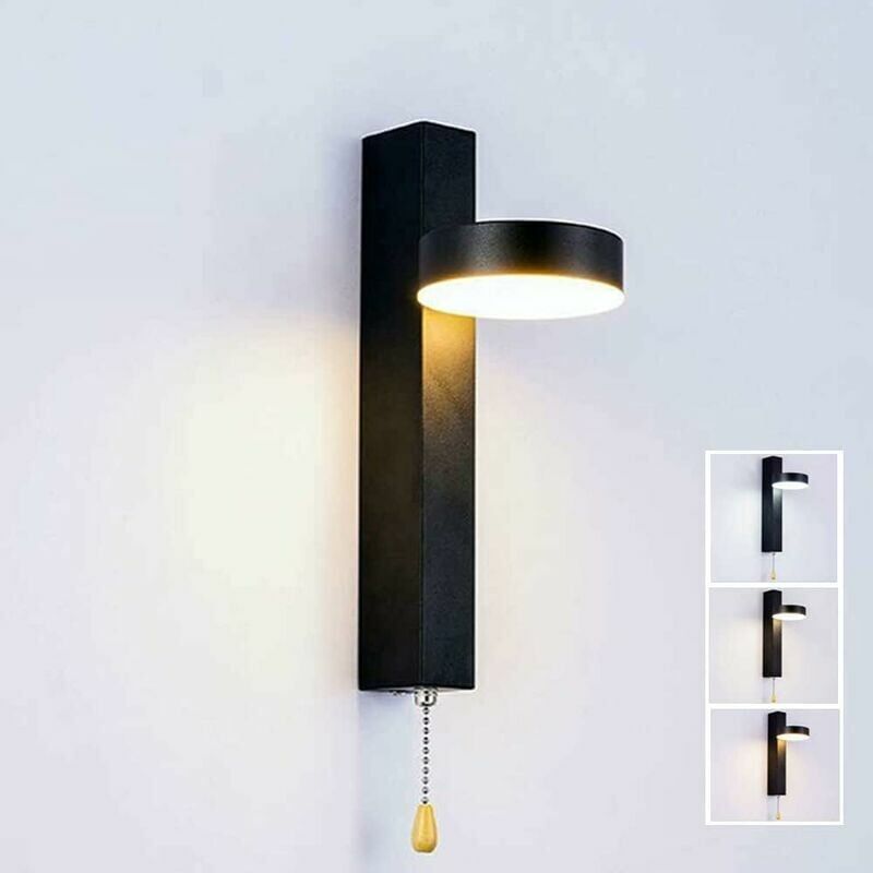 foto del prodotto lampada da parete a led da 9 w tricolore selezionabile con interruttore a tirante ruotabile a 360 lampada da parete a led per interni per soggiorno,