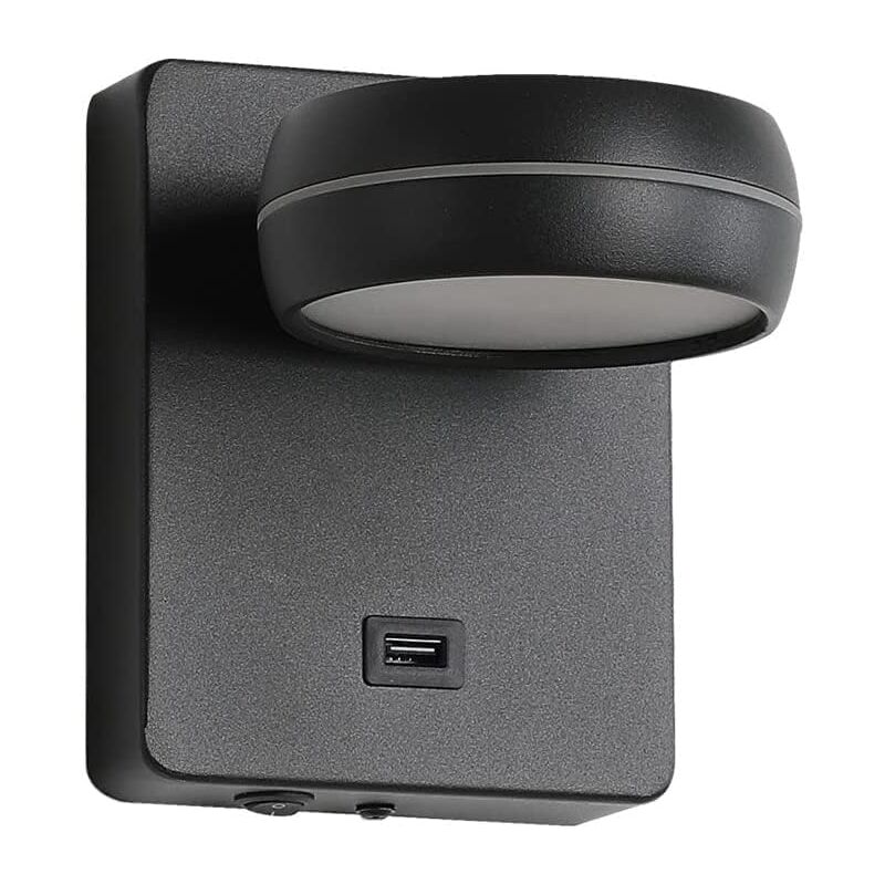 foto del prodotto lampada da parete a led da comodino per camera da letto, ruotabile di 350 , angolo di illuminazione regolabile, con porta di ricarica usb e
