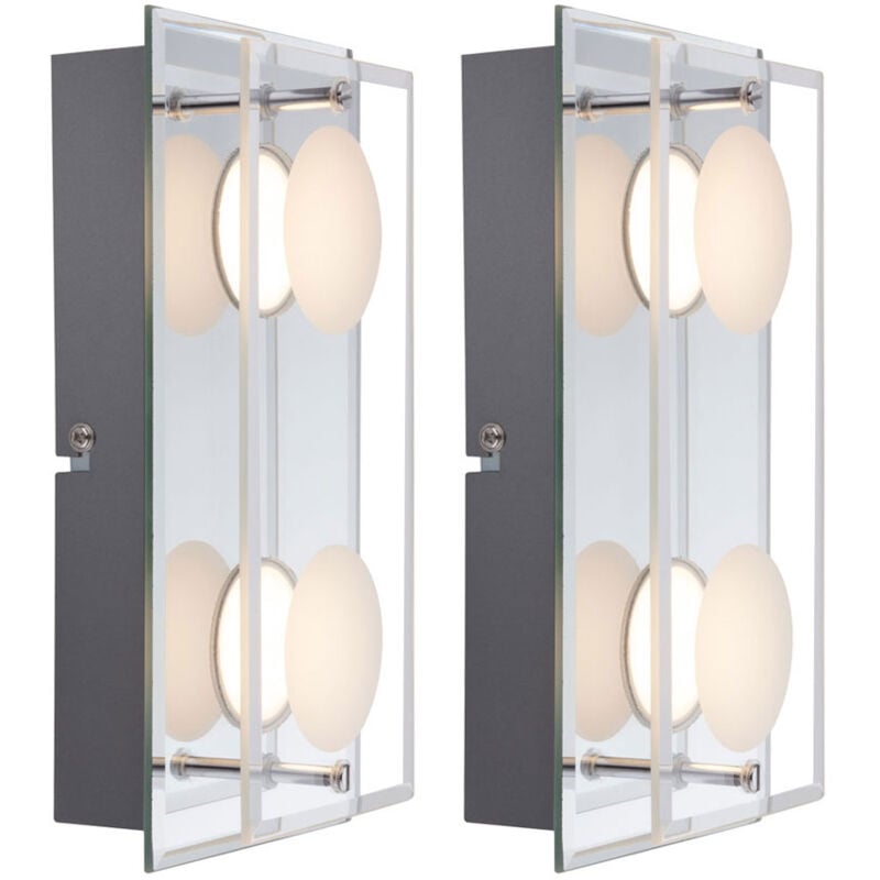 foto del prodotto lampada da parete a led dimmerabile da specchio lampada da corridoio lampada da soggiorno a 2 luci lampada da parete, vetro cromato, 2x 5 w 2x 350lm