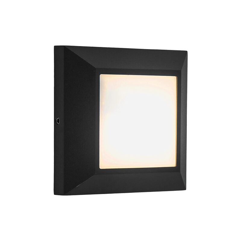 foto del prodotto lampada da parete a led helena quadrata, moderna lampada da parete in alluminio nero opaco, moderna lampada per esterni, resistente alle intemperie,