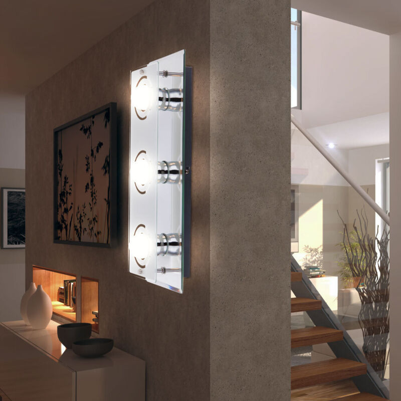 foto del prodotto lampada da parete a led in vetro da 12 watt con lampada cromata a specchio globo 48971 3