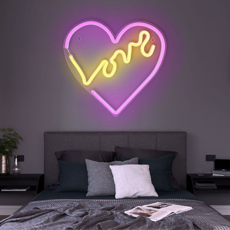 foto del prodotto lampada da parete a led, lampada a forma di cuore, decorazione da parete, soggiorno, camera da letto, lampada decorativa, plastica trasparente opale,