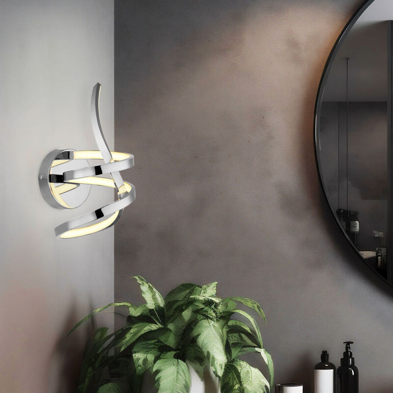 foto del prodotto lampada da parete a led lampada da corridoio cromo opale lampada da soggiorno tornita, metallo alluminio, 18w 900lm bianco caldo, lxh 16x35 cm