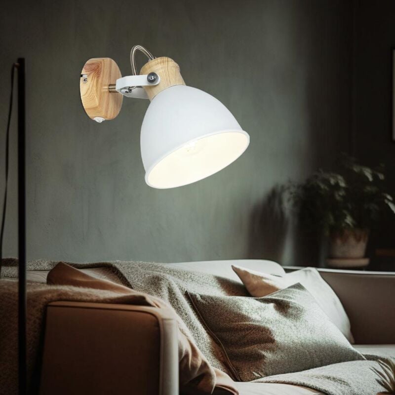 foto del prodotto lampada da parete a led lampada da lettura lampada da soggiorno lampada da parete lampada da camera da letto orientabile, metallo aspetto legno