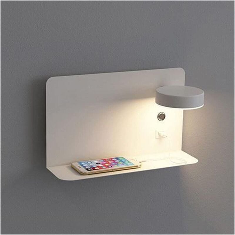 foto del prodotto lampada da parete a led, lampada da parete a led dimmerabile a 3 colori con interruttore e modalità interfaccia usb per camera da letto, corridoio, bianco (a destra)