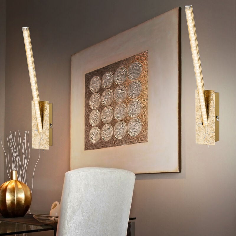 foto del prodotto lampada da parete a led lampada da parete di design in cristallo in oro lampada da ingresso, 1x6w 420lm 3000k, lxaxp 6,2x35x10,5 cm, set di 2
