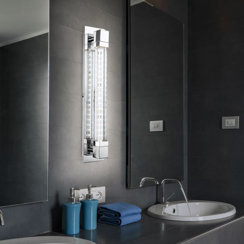 foto del prodotto lampada da parete a led per corridoio, lampada da parete in vetro, cromata, per camera da letto, 5,2 w 547 lm bianco caldo, lxa 8 x 42 cm