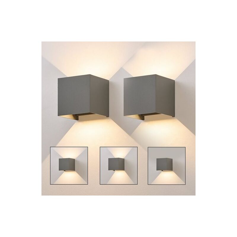 foto del prodotto lampada da parete a led per esterni 2 pezzi su gi luce all aperto 5w faretto da parete interna ip65 impermeabile corridoio lampada scale ,grigio