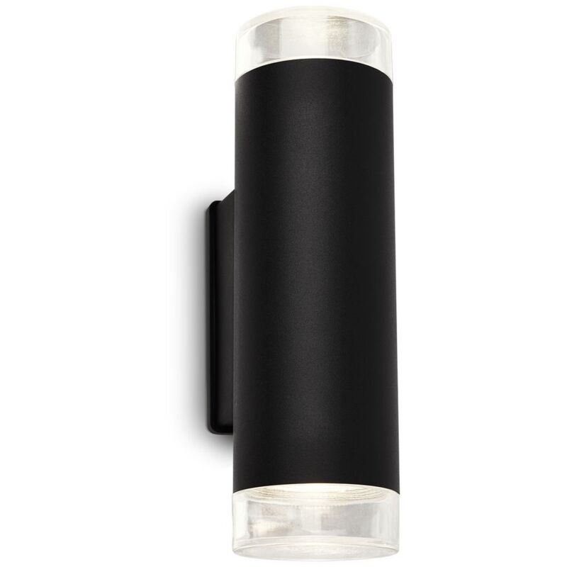 foto del prodotto lampada da parete a led per esterni, lampada da parete a led nera, protezione dagli spruzzi d acqua ip44, luce bianca neutra 4000k, gu10 inclusa.