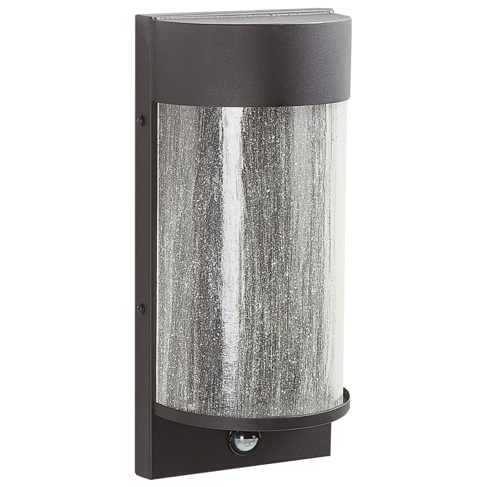 foto del prodotto lampada da parete a led per esterni lampada da parete nera sconce in metallo ferro vetro opaco con sensore di movimento design moderno patio garden