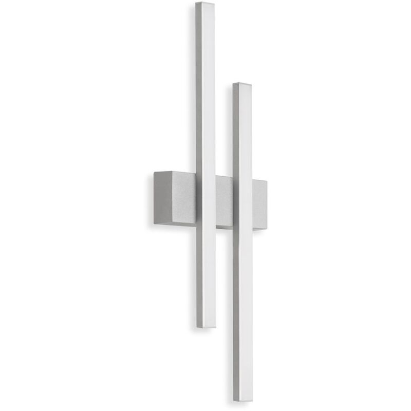 foto del prodotto lampada da parete a led per esterni, lampada da parete per esterni a 2 luci, 8 watt, 960 lumen, 4.000 kelvin, ip44, color argento, 470x155x42mm