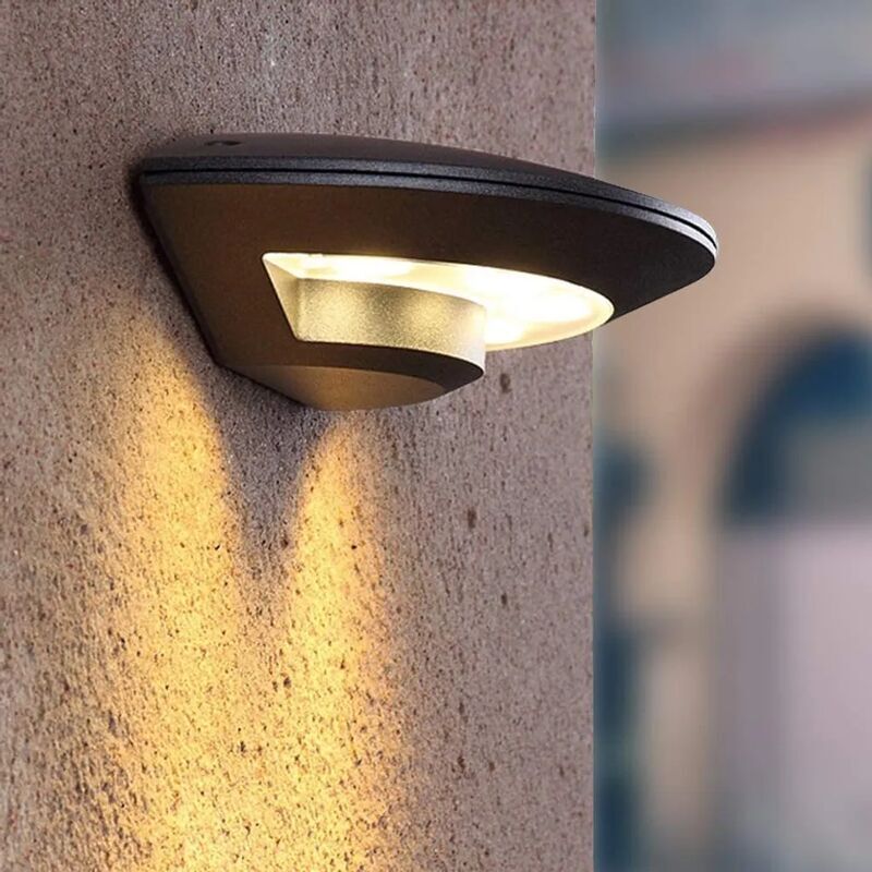 foto del prodotto lampada da parete a led per esterno antracite nero 3000k luce bianca calda alluminio ip65 impermeabile portico terrazza giardino corridoio luce