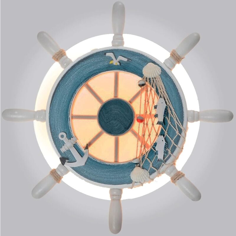 foto del prodotto lampada da parete a led per interni 14w, lampada da parete per bambini a forma di remo in stile mediterraneo, bianco freddo 6000k bianco caldo
