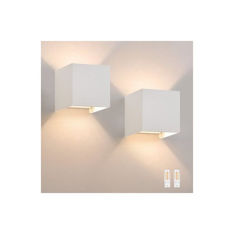 foto del prodotto lampada da parete a led per interni esterni set di 2 lampade da parete per esterni ip65 bianco caldo g9 bianco, per la casa, la camera da letto, il