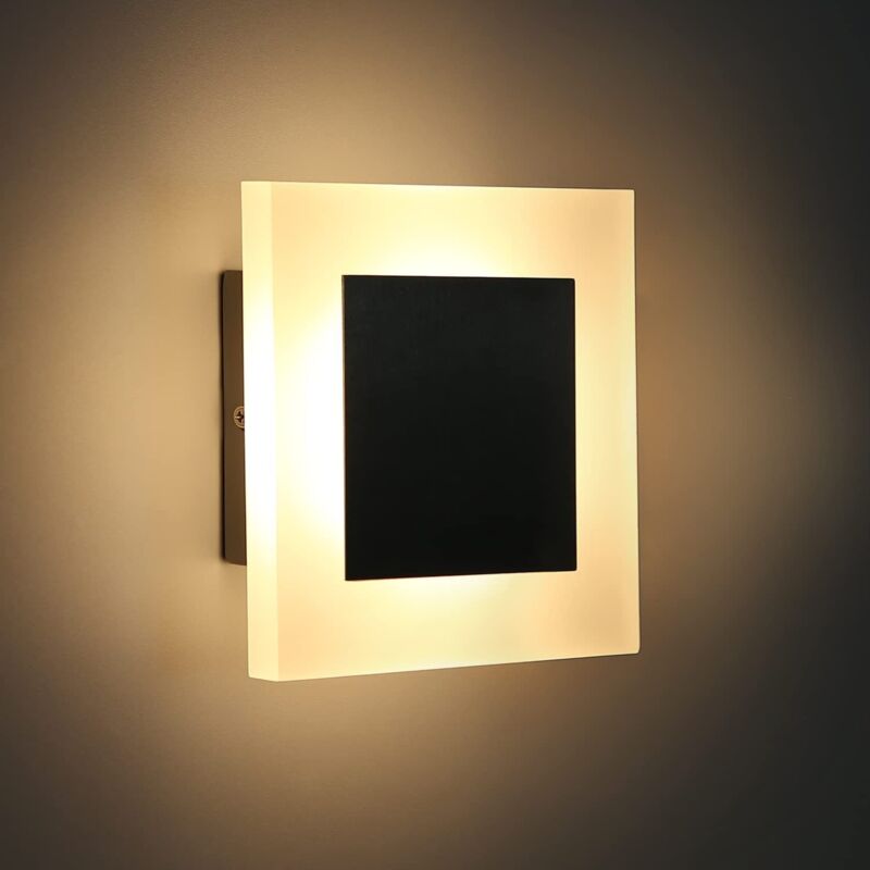 foto del prodotto lampada da parete a led per interni illuminazione a parete del corridoio camera moderna quadrata 3000k bianco caldo acrilico lampada per corridoio