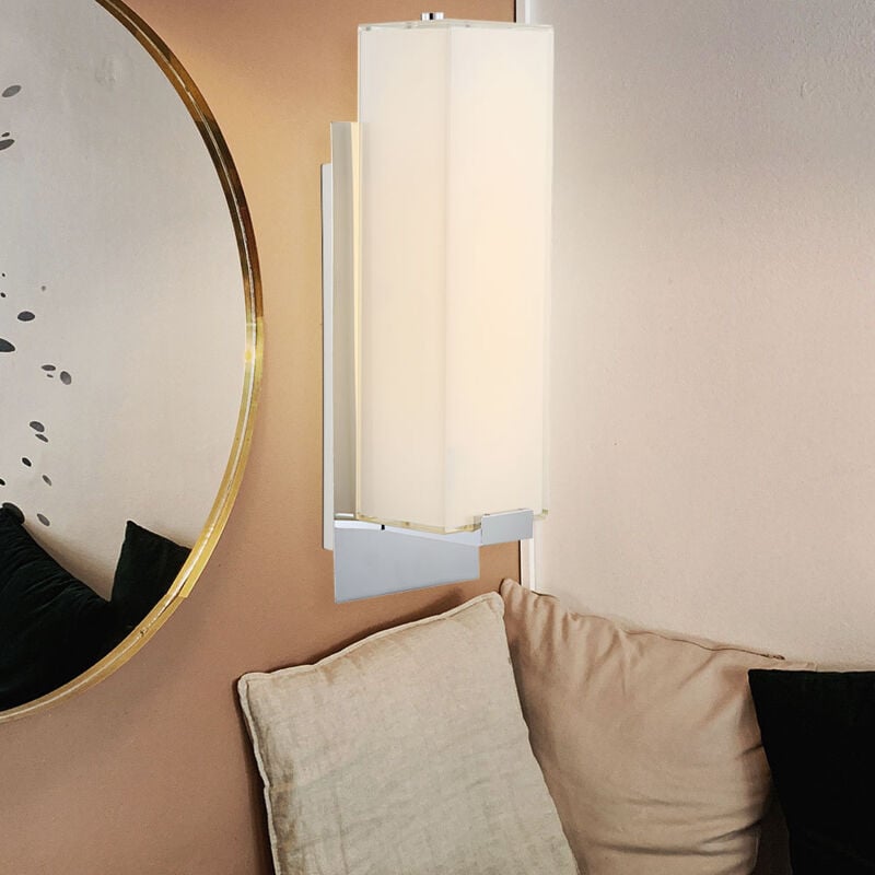 foto del prodotto lampada da parete a led sala da pranzo luce in vetro cromo cucina faretto satinato