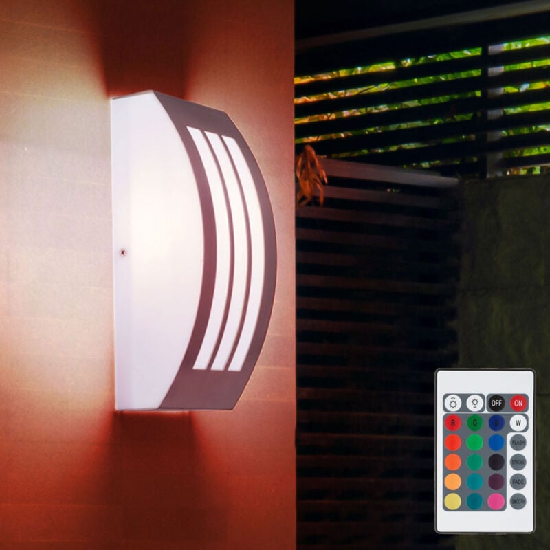 foto del prodotto lampada da parete alu faretto per facciata telecomando lampada da esterno dimmerabile in un set comprensivo di lampadine led rgb