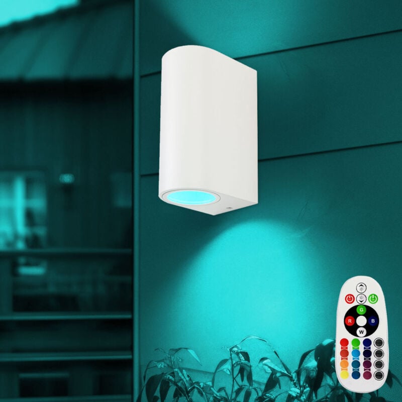 foto del prodotto lampada da parete alu telecomando da esterno up down faretti da giardino dimmerabili in un set comprensivo di lampade led rgb