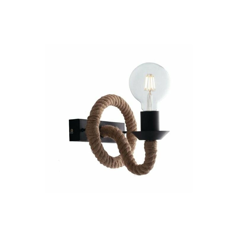 foto del prodotto lampada da parete applique a corda di canapa e metallo