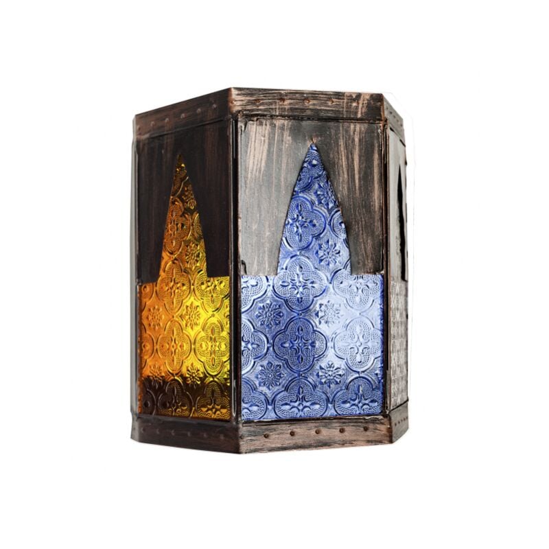 foto del prodotto lampada da parete artigianale meknes 1xe27 marrone colori 21,5x18,5