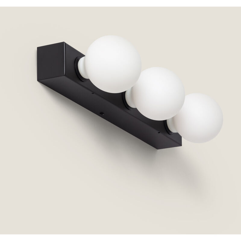 foto del prodotto lampada da parete bagno metallo 3 faretti aizkra nero