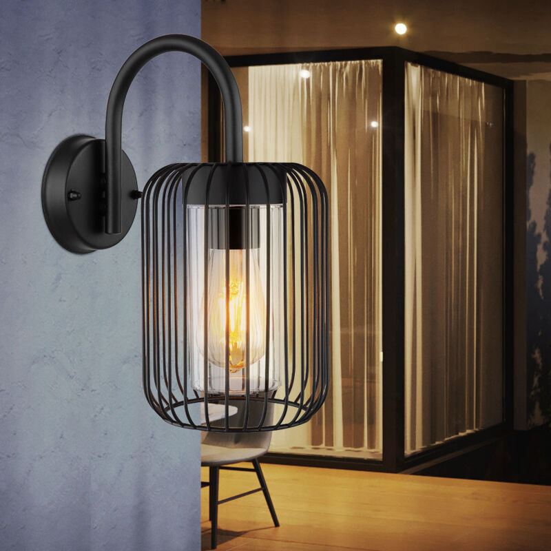 foto del prodotto lampada da parete casa muro esterno acciaio inox lanterna nera lampada da giardino patio luce, plastica metallo, 1x presa e27, lxh 16x32,5 cm