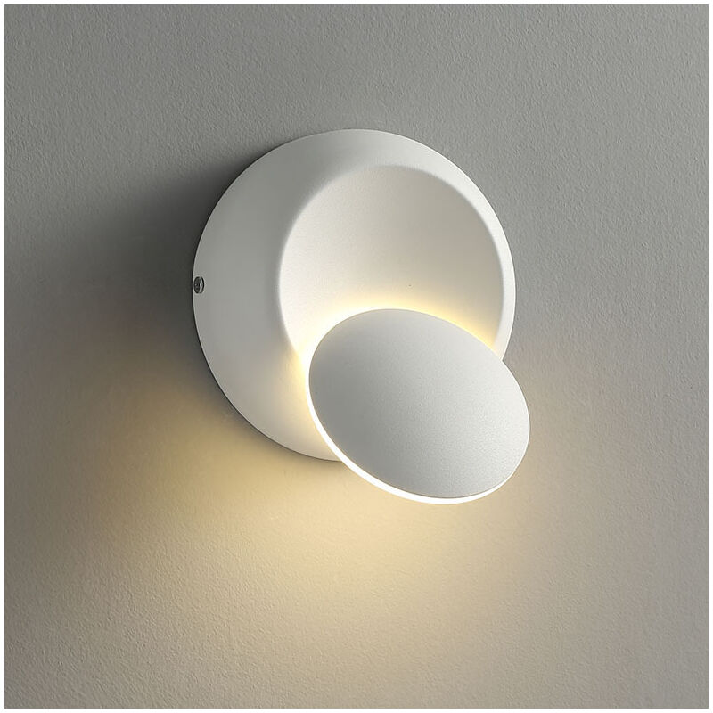foto del prodotto lampada da parete circolare girevole a 360 gradi, luce a led adatta per apparecchi di illuminazione decorativa in soggiorni, scale e corridoi bianco