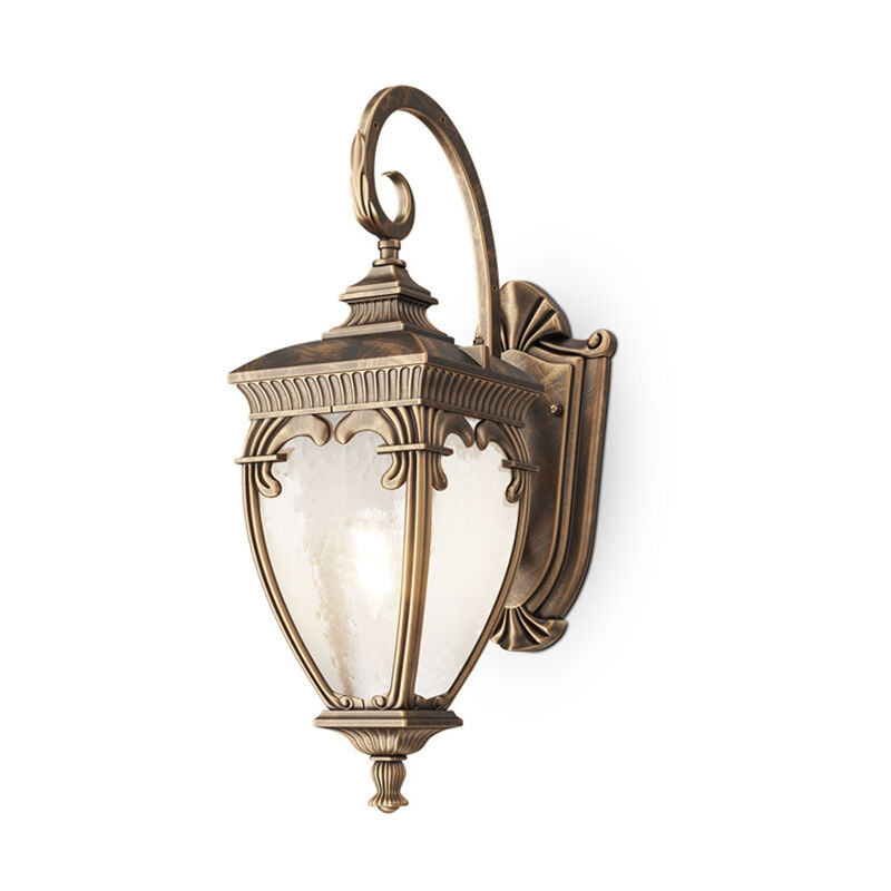 foto del prodotto lampada da parete classica da esterno alluminio oro luce1e27 60w ip44
