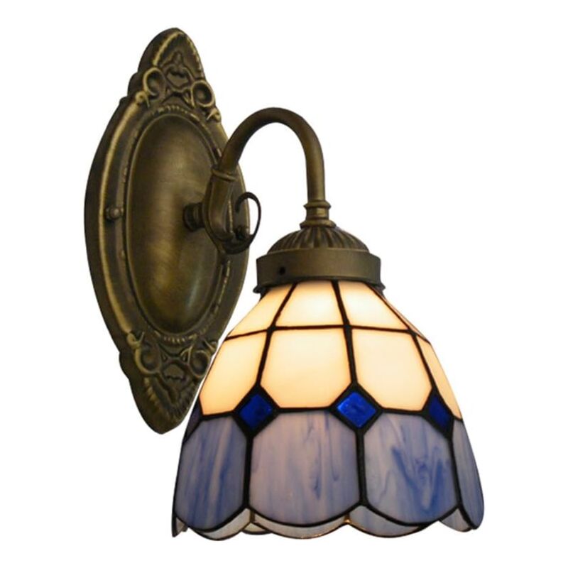 foto del prodotto lampada da parete con paralume in vetro, stile retr , lampada da parete decorativa, colore argento