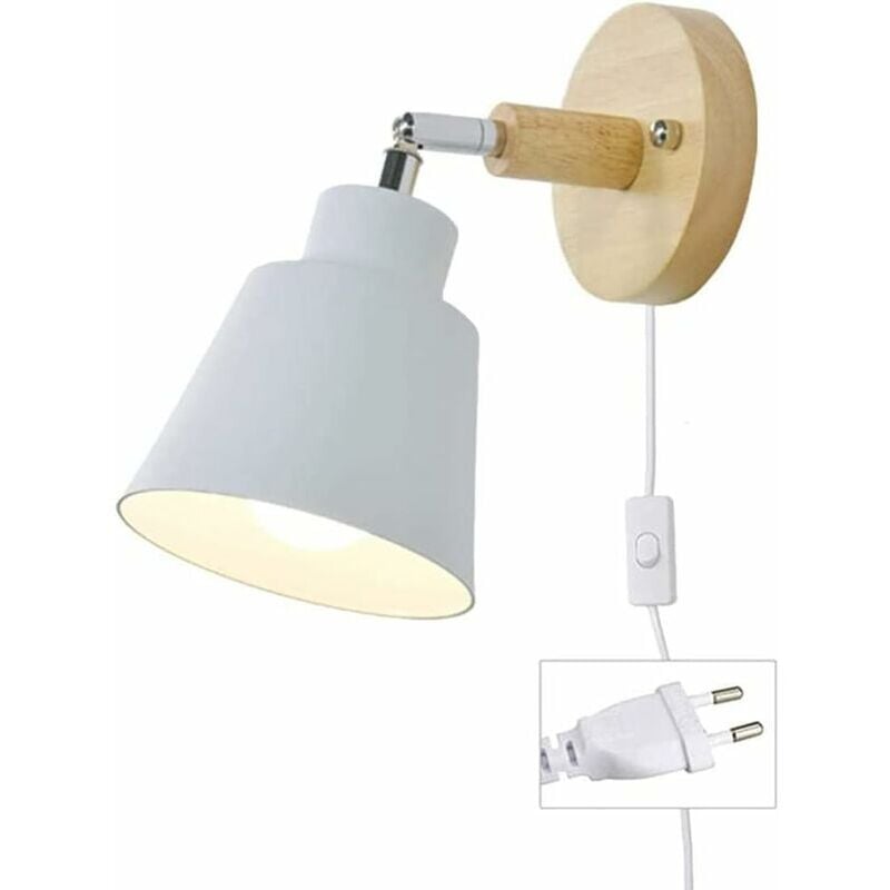 foto del prodotto lampada da parete con presa cavo e27 lampada da lettura da comodino a rotazione libera lampada da parete per interni con interruttore per faretto