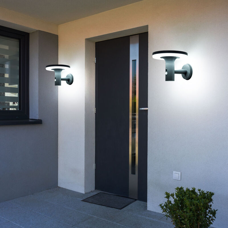 foto del prodotto lampada da parete con rilevatore di movimento lampada da porta a led a luce solare lampada da facciata lampada da giardino antracite, 250lm, bianco