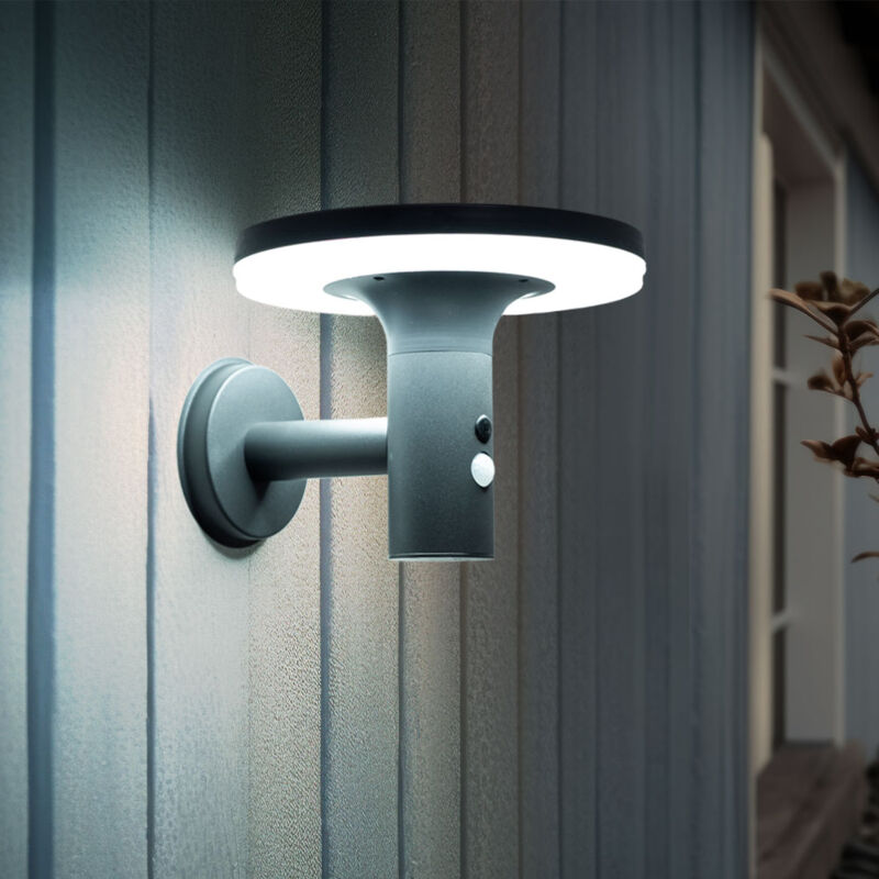 foto del prodotto lampada da parete con rilevatore di movimento lampada da porta a luce solare a led lampada da facciata lampada da giardino antracite, 250lm, bianco