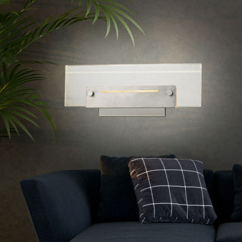 foto del prodotto lampada da parete cromata per camera da letto, soggiorno, lampada da parete a led moderna, con interruttore, acrilico trasparente, 2x 3w 300lm bianco