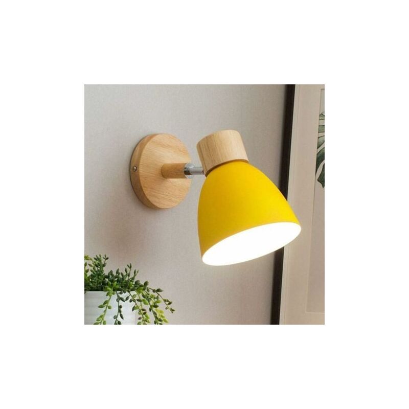 foto del prodotto lampada da parete decorativa per camera da letto, comodino, camera da letto, balcone, ristorante, scale, moderna, semplice, con base in legno e27.